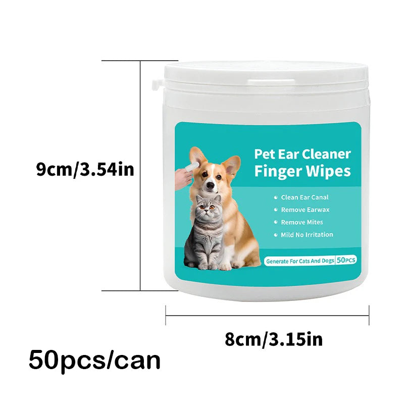 Pet Ear Cleaning Wipes for Dogs and Cats Gentle Formula