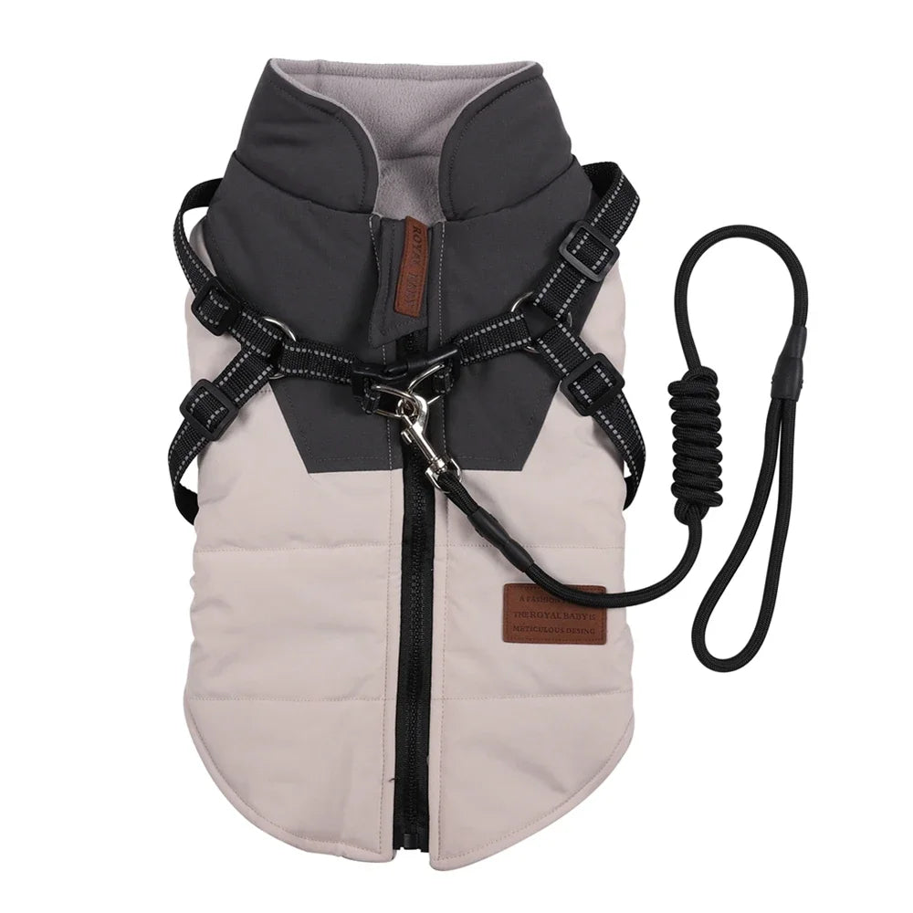 Winter Dog Jacket With Harness Waterproof Coat For Large Breeds