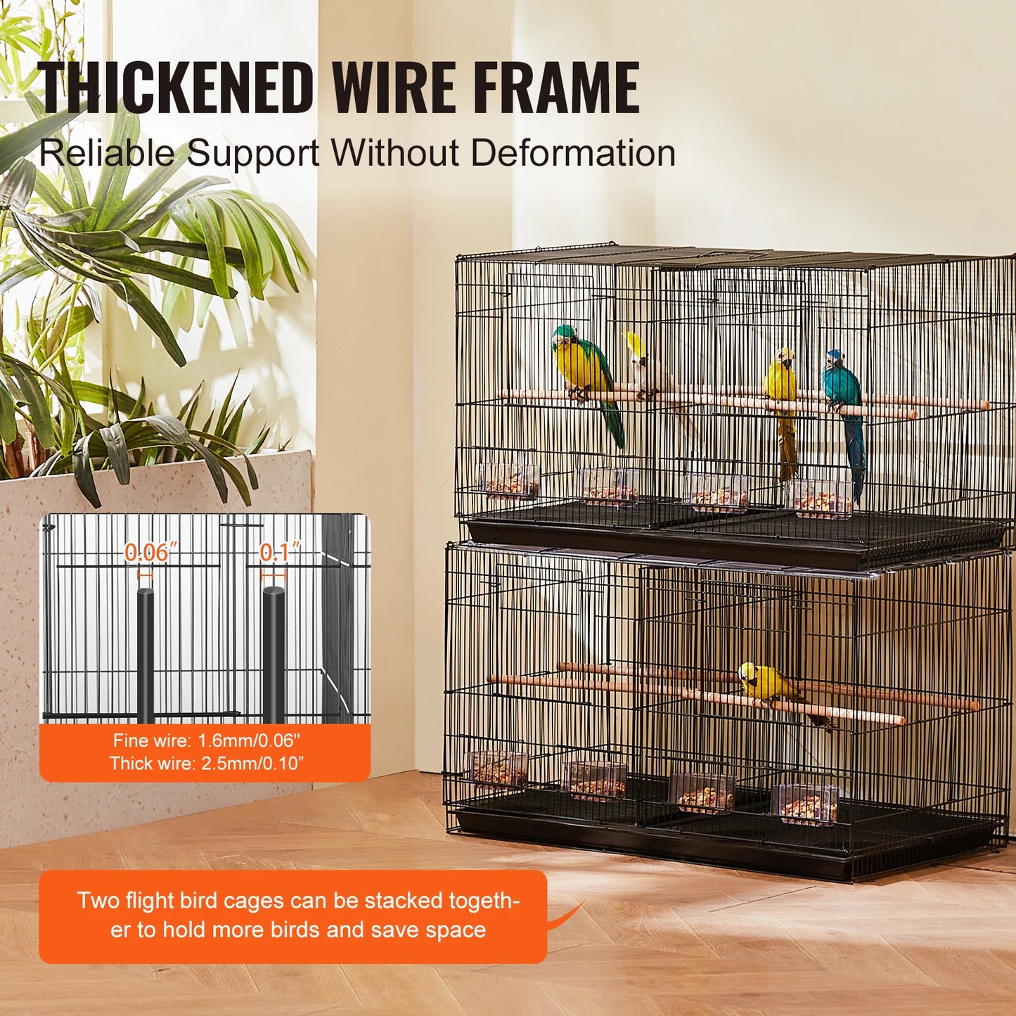 SucceBuy Flight Bird Cage With Divider Stackable Travel Pet Cage