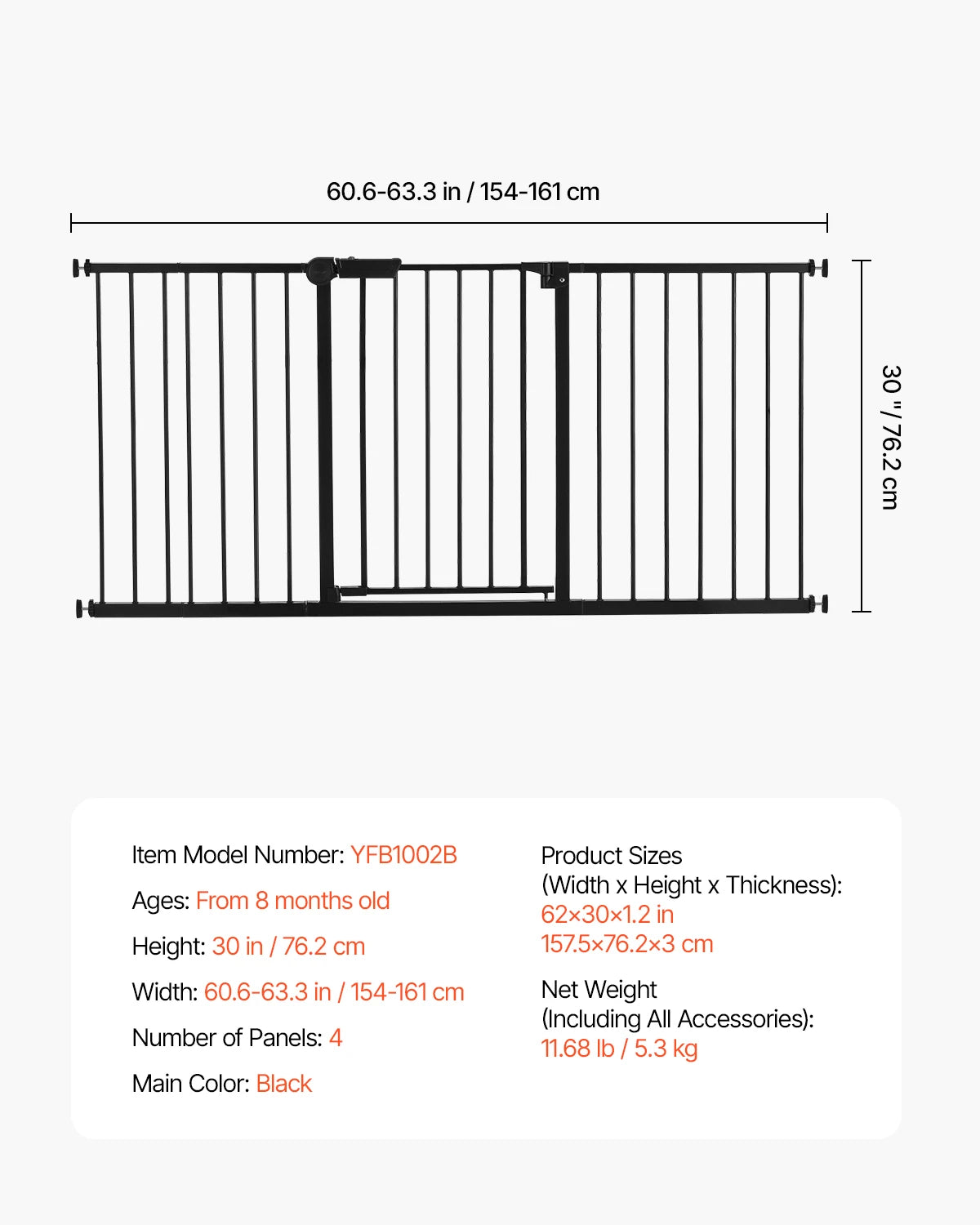 SucceBuy Baby Gate Walk Through Pressure Mount For Pets