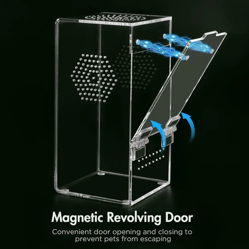 Jumping Spider Enclosure Acrylic Terrarium With Magnetic Door And Ventilation