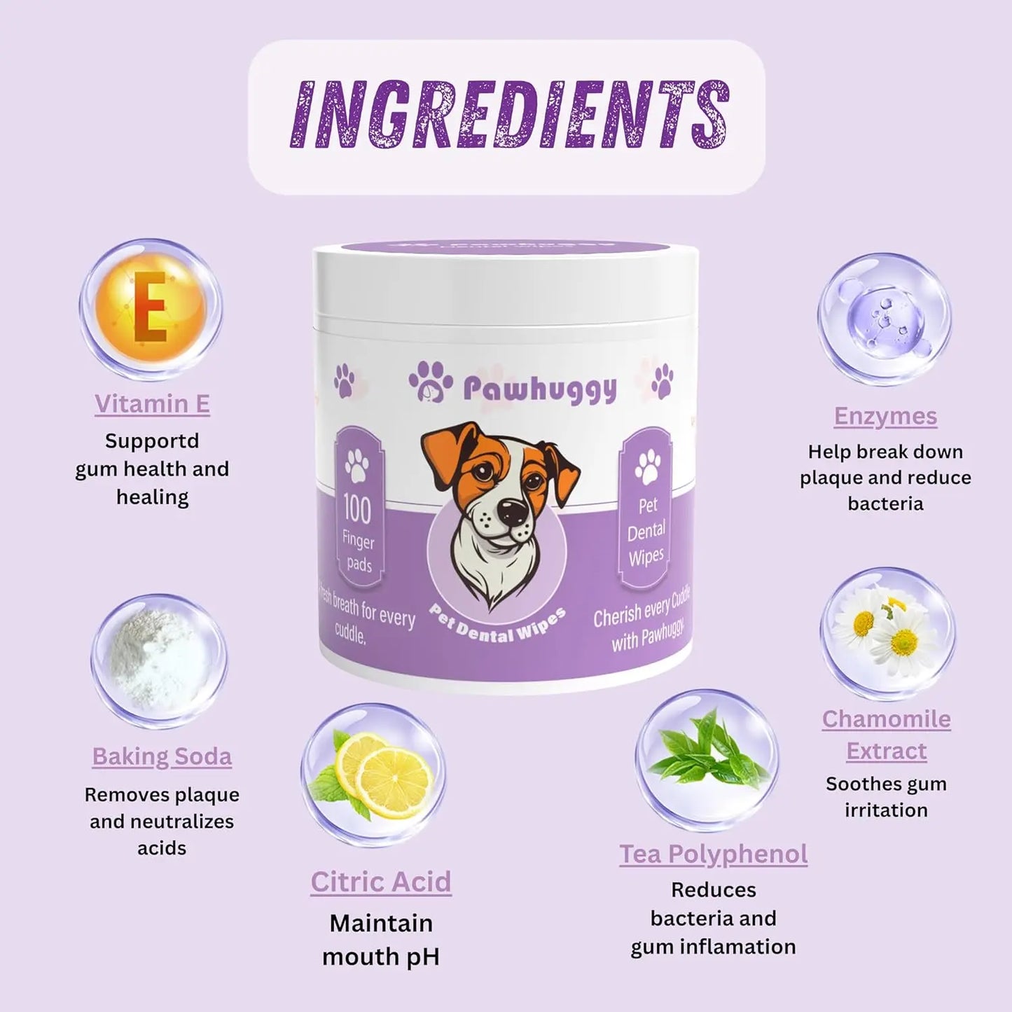 XMSJ Pet Dental Wipes Freshen Breath Plaque Reduction