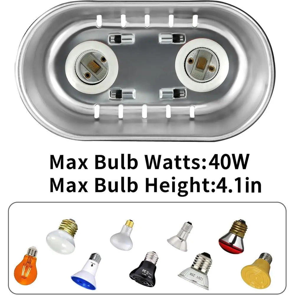 Reptile Heat Lamp Fixture With 60W Basking And Infrared Bulbs