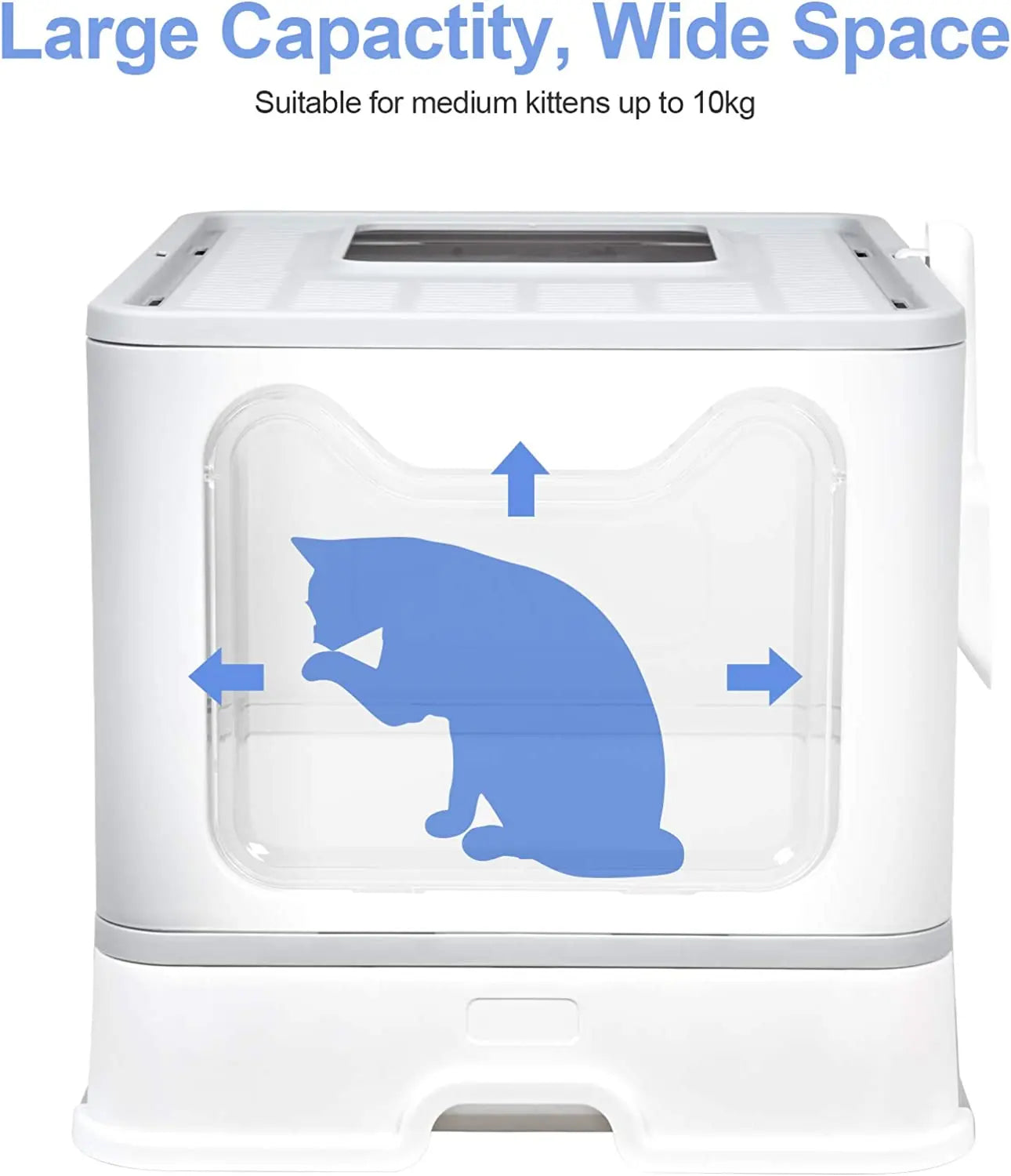 Front Entry Hooded Cat Litter Box With Scoop and Drawer