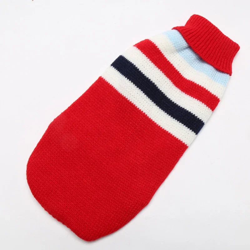 Big Dog Knit Sweater Stripe Winter Turtleneck For Dogs