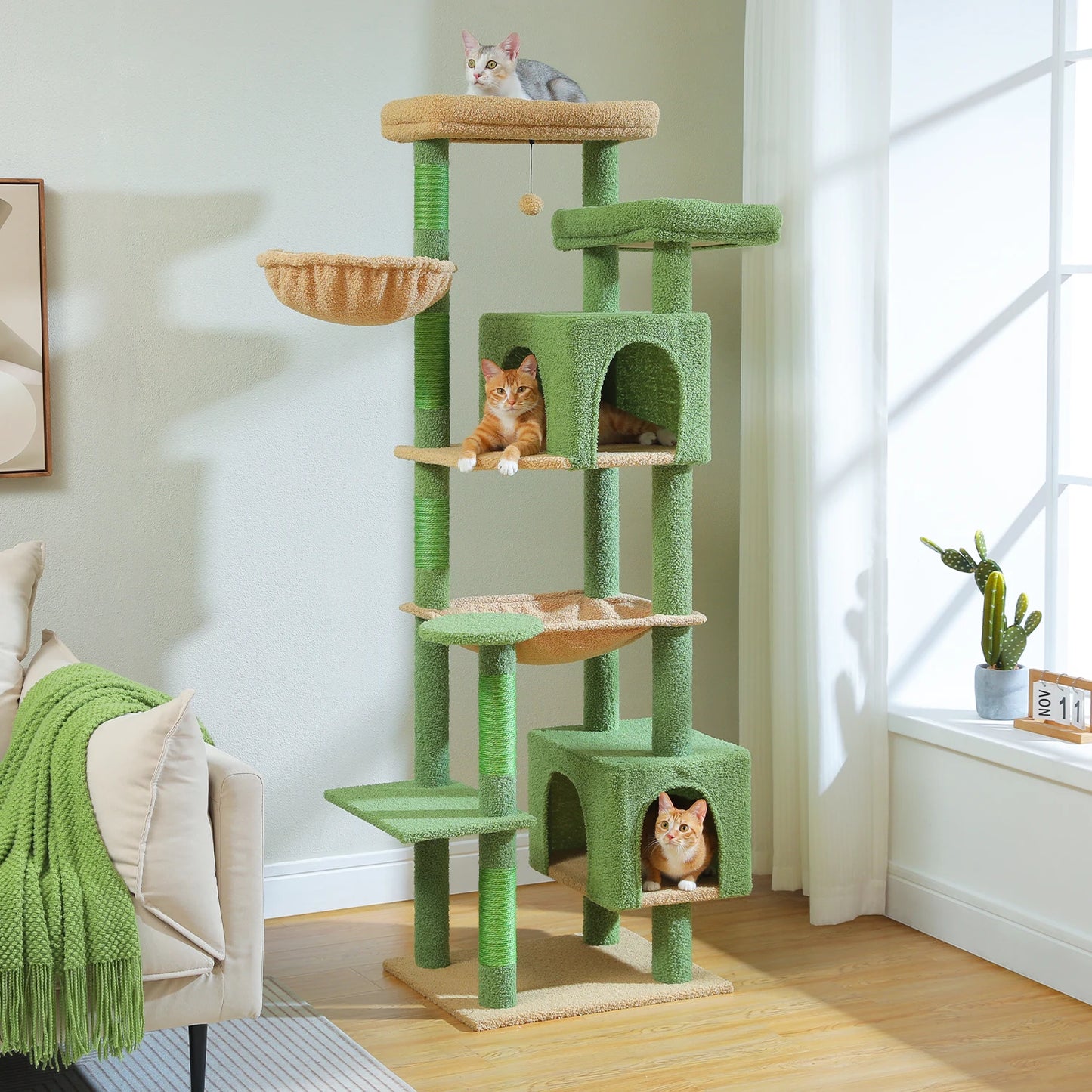 PEQULTICN Sturdy Multi Level Cat Tree With Sisal Posts Hammock