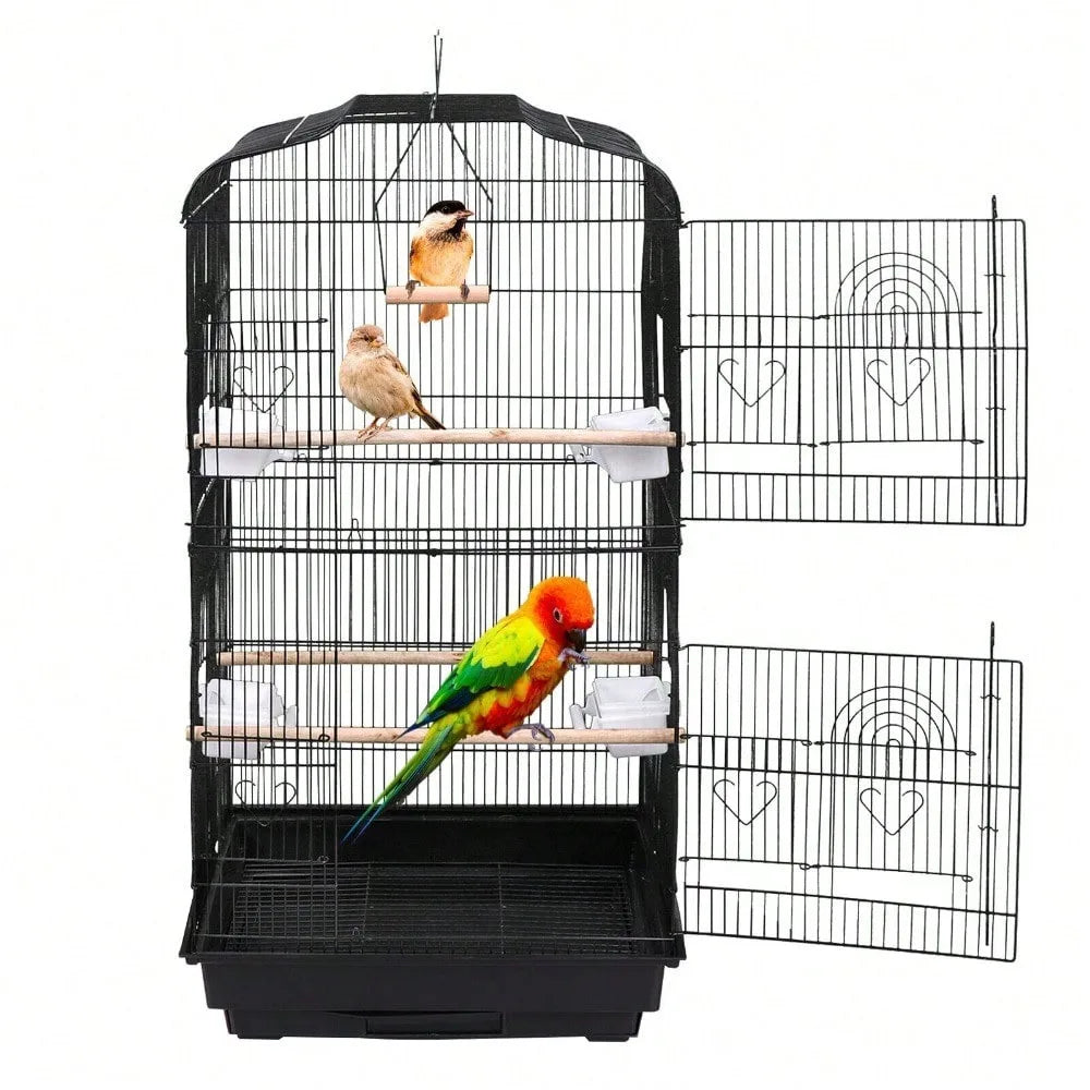 NONECN Rolling Bird Cage For Cockatiels With Stand And Tray