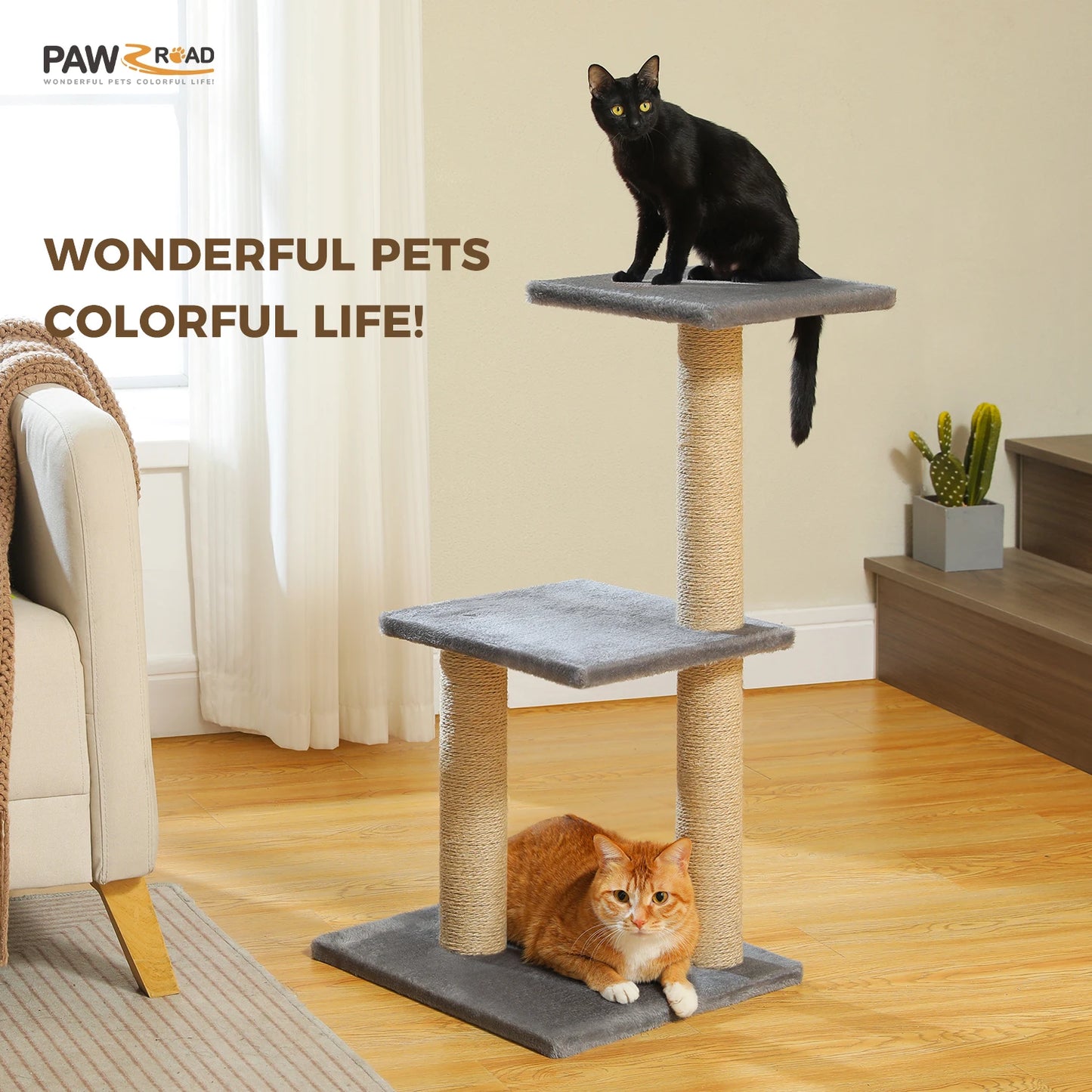 PAWZ Road Cat Tree Tower For Indoor Cats 3 Tier Activity