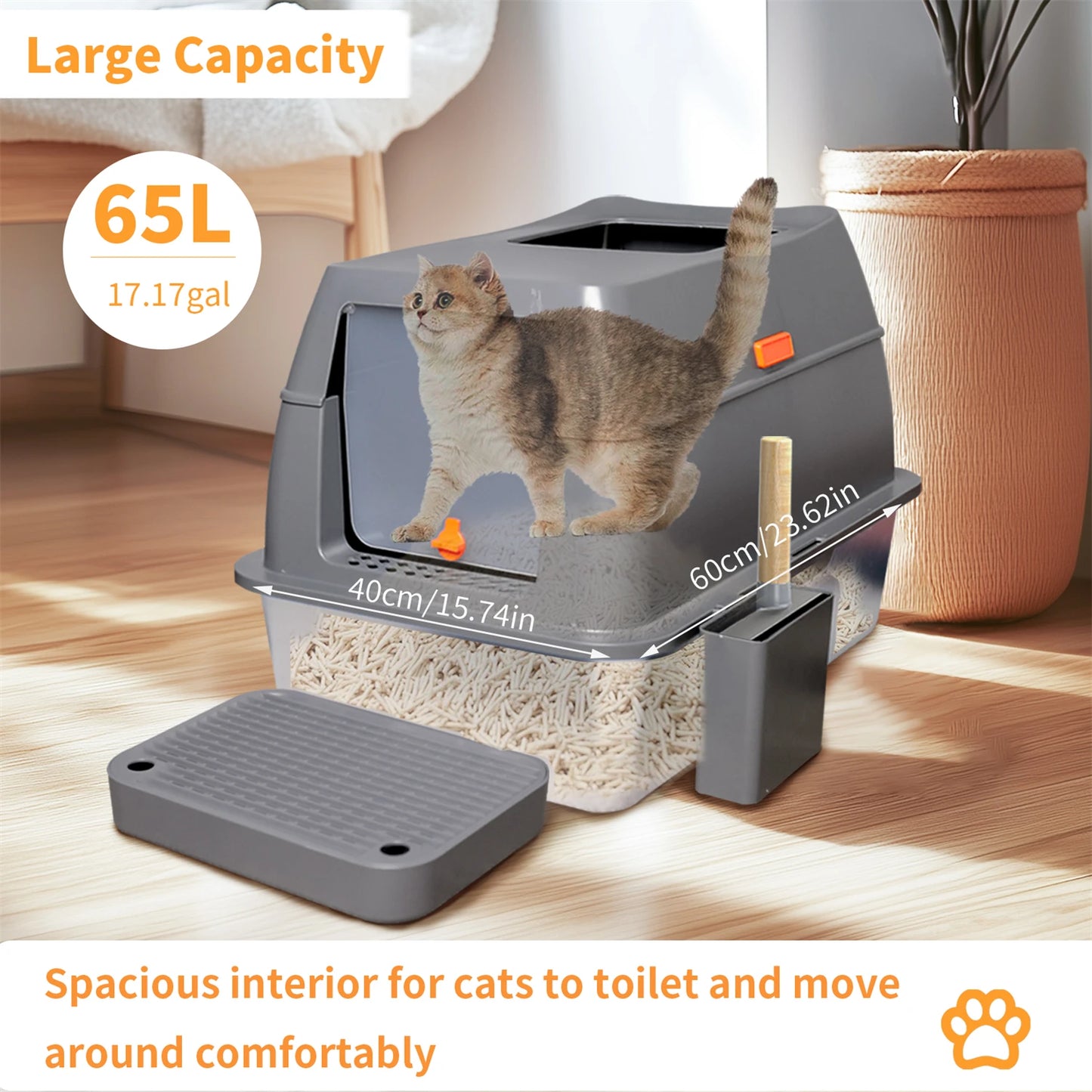 Stainless Steel Enclosed Cat Litter Box With Lid For Cats