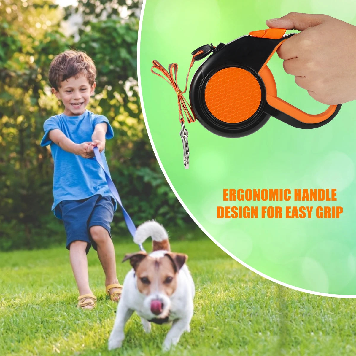 Retractable Dog Leash Heavy-Duty With Reflective Tape Non-Slip Handle