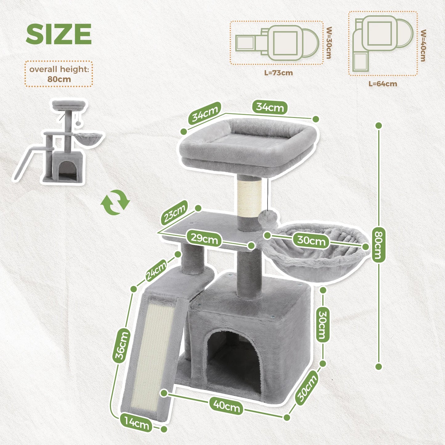 PAWZ Road Cat Tree Tower Indoor Cats Removable Top Perch
