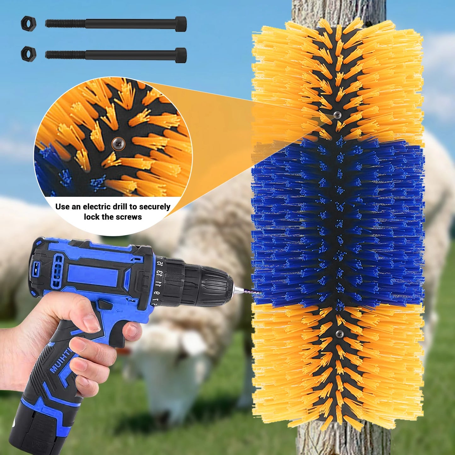 TWISTER.CK Livestock Scratch Brush Kit for Horses and Cattle