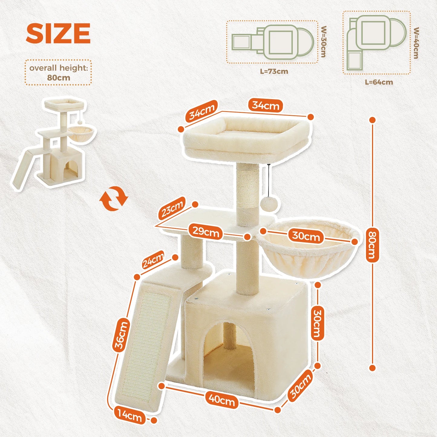 PAWZ Road Cat Tree Tower For Indoor Cats 3 Tier Activity