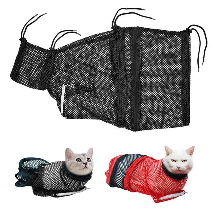 Cat Bathing Bag Adjustable Restraint Anti Scratching For Grooming