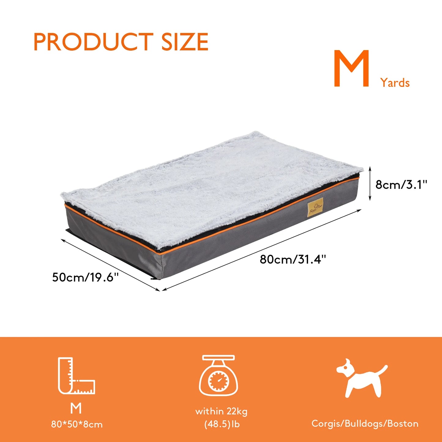 NONECN Dog Pet Bed Orthopedic Foam Cushion With Washable Cover