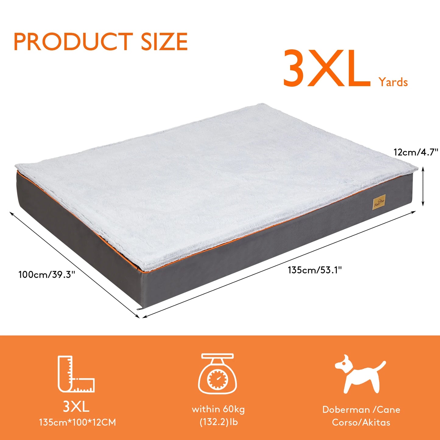 NONECN Dog Pet Bed Orthopedic Foam Cushion With Washable Cover