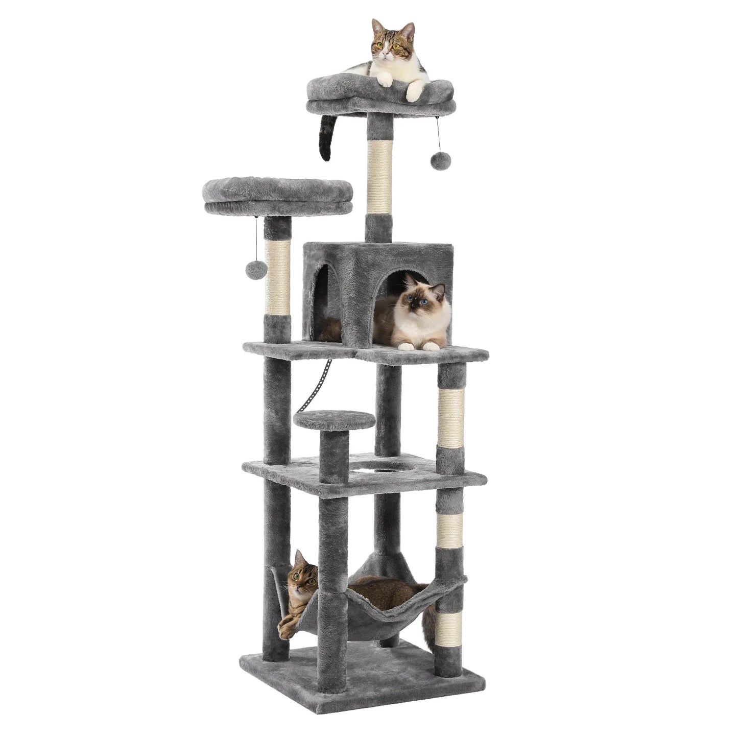 PEQULTICN Multi Level Cat Tree With Scratching Posts Hammock