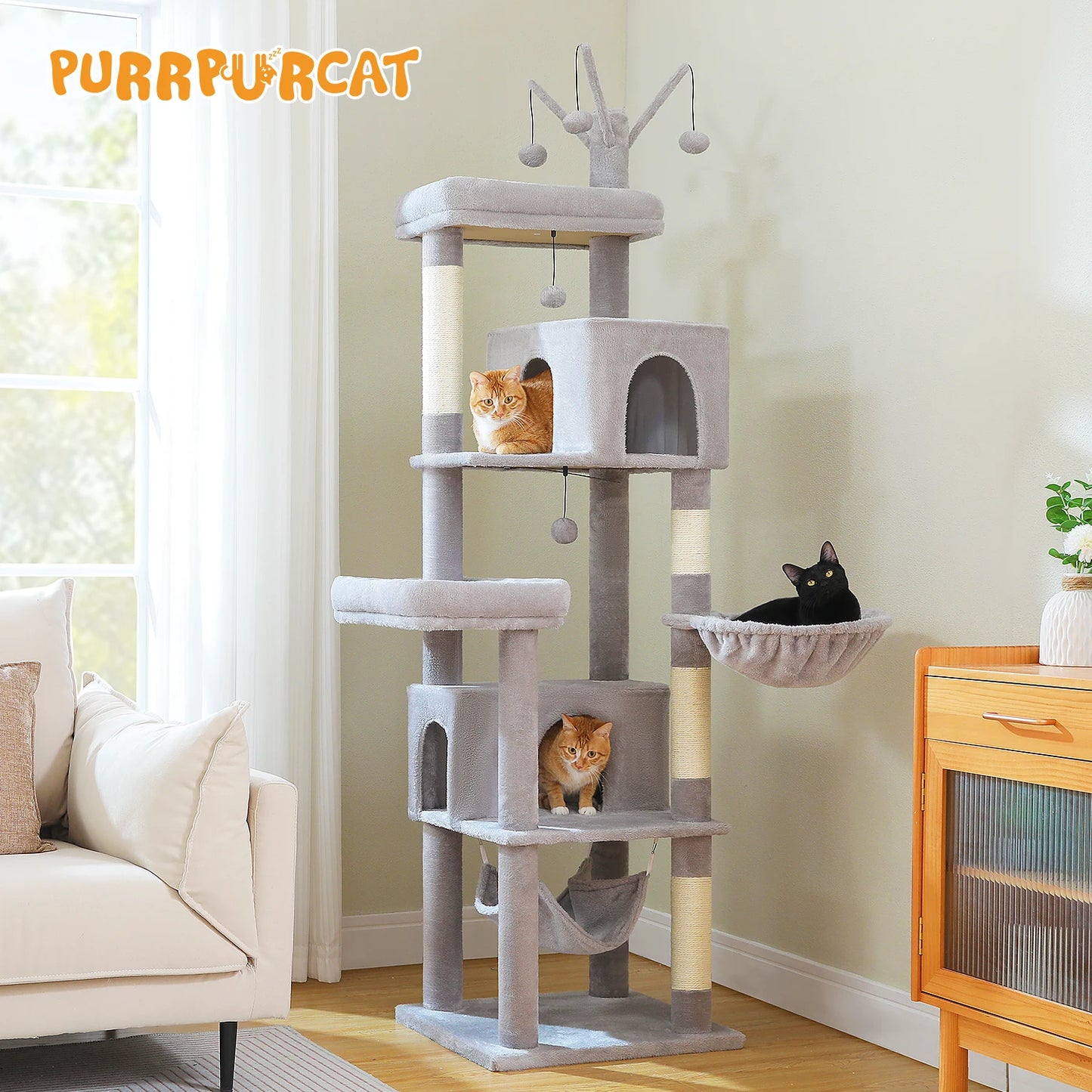 PEQULTICN Cat Tree With Perches Condos And Hammocks Sisal Rope