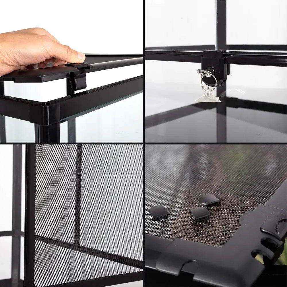 Glass Reptile Terrarium With Double Hinged Door And Screen Vent