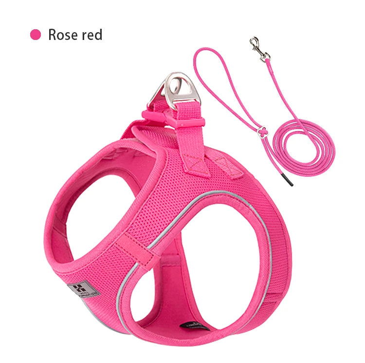 Dog Harness Leash Set Reflective Adjustable Pet Vest For Outdoors