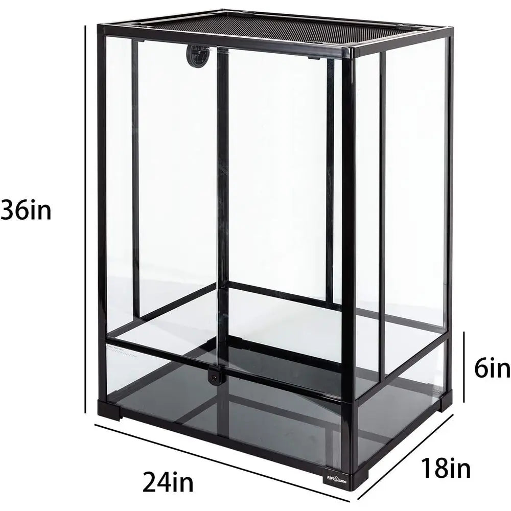 Glass Reptile Terrarium With Double Hinged Door And Screen Vent