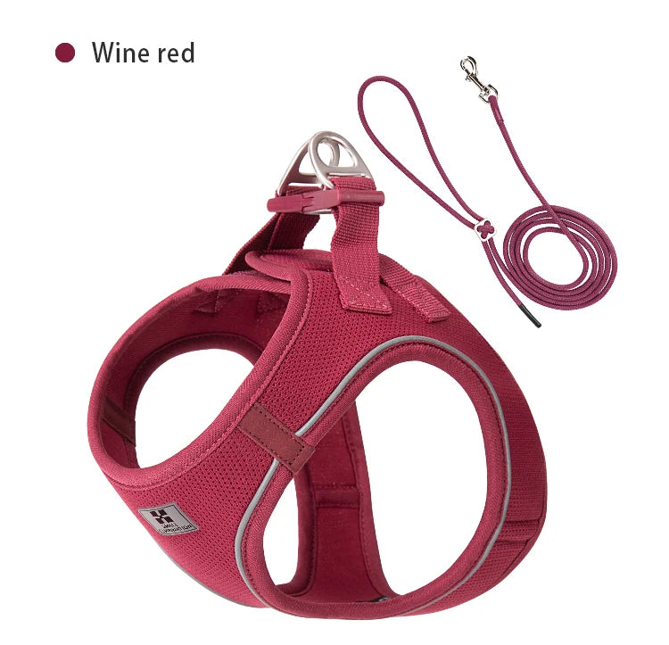 Dog Harness Leash Set Reflective Adjustable Pet Vest For Outdoors