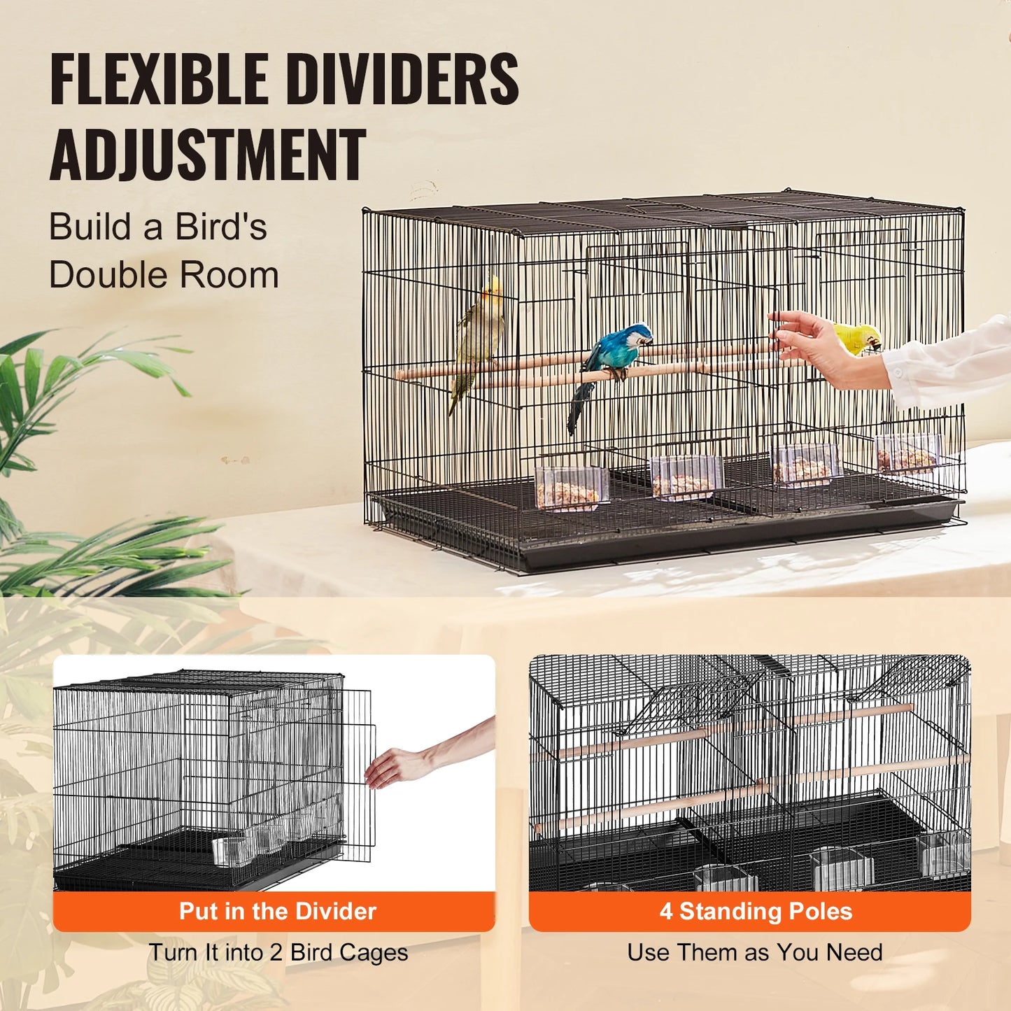 SucceBuy Flight Bird Cage With Divider Stackable Travel Pet Cage