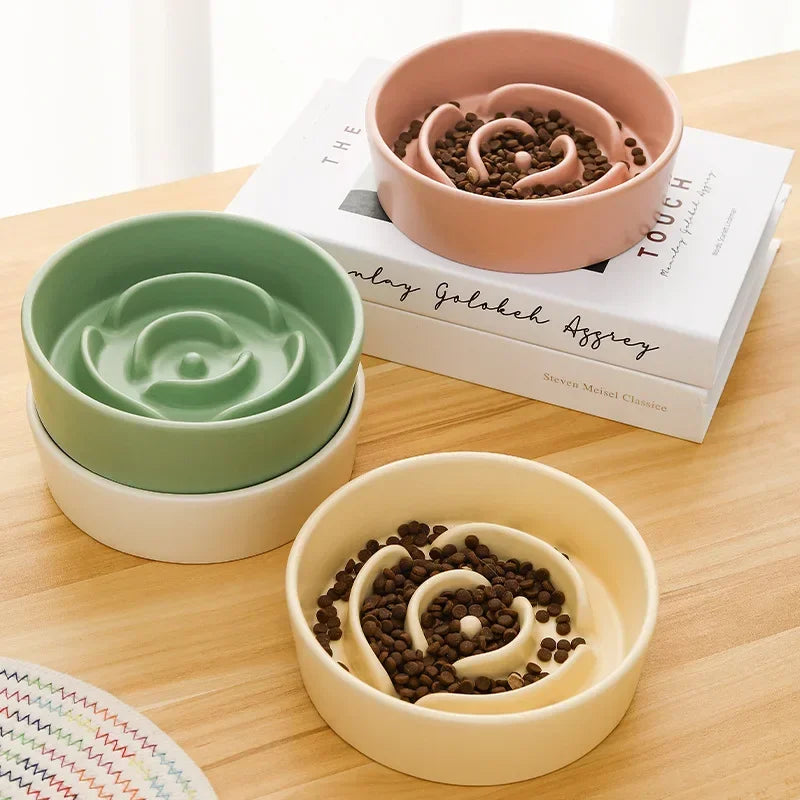 Ceramic Slow Feeder Dog Bowl For Small To Medium Dogs