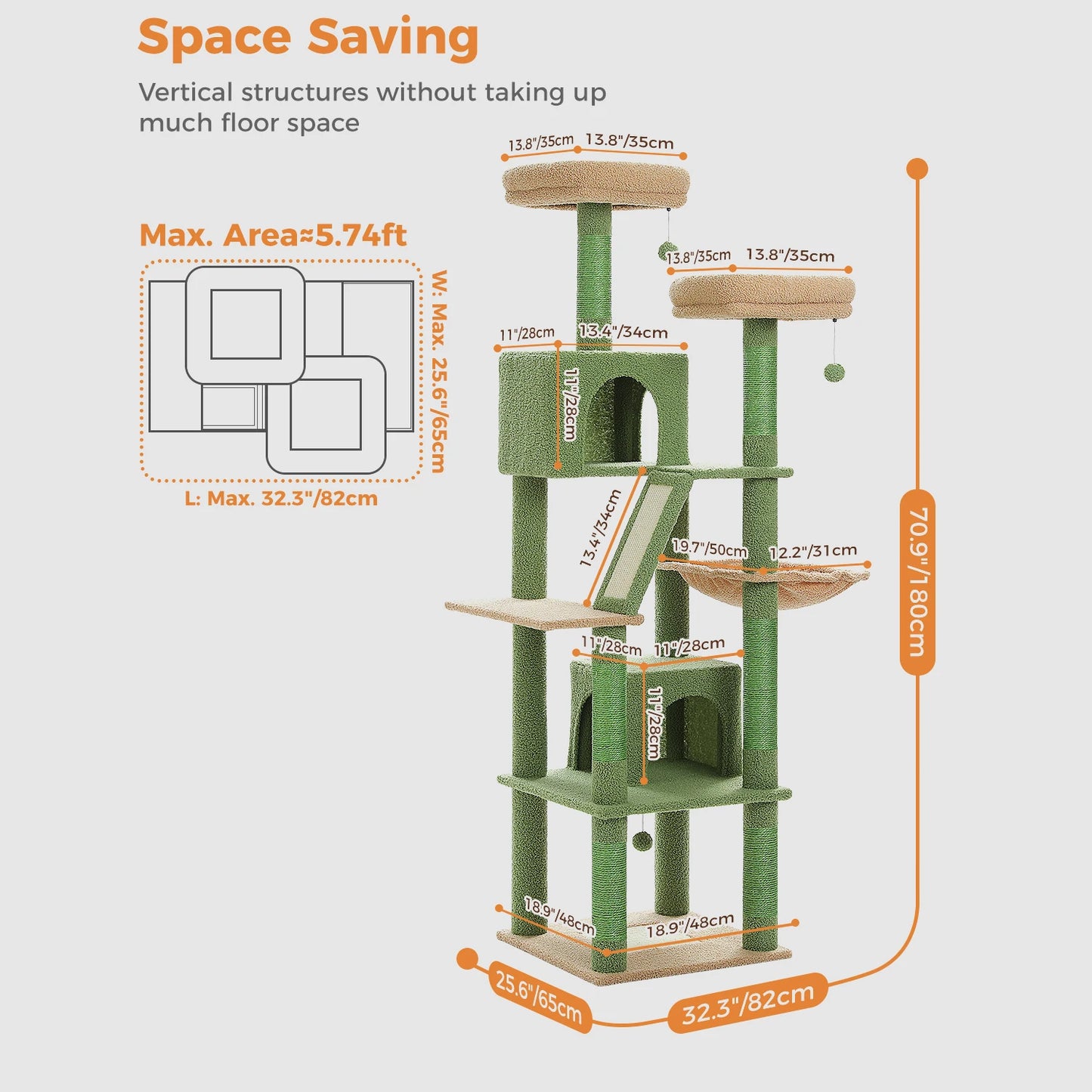 PEQULTICN Multi Level Cat Tree Tower With Scratching Posts Condo Hammock