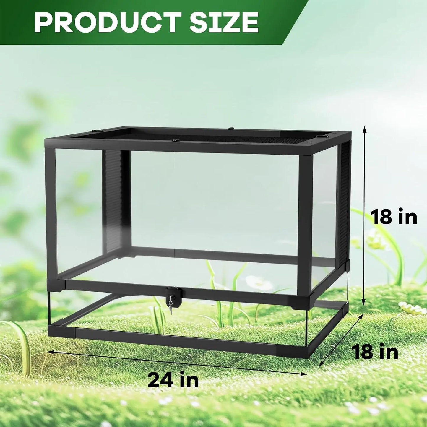 HiMISS Reptile Glass Terrarium With Top And Side Ventilation