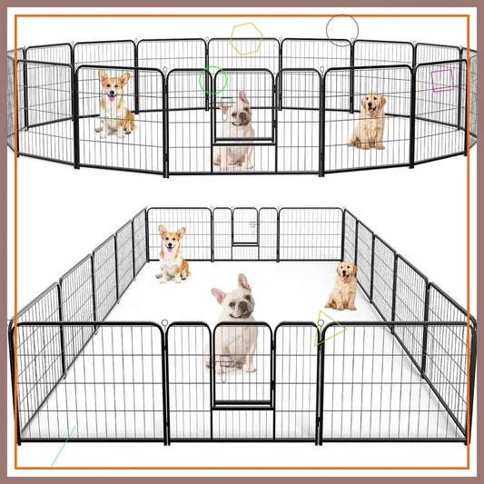 Heavy-Duty Iron Dog Playpen Rust-Resistant Indoor Outdoor Fence