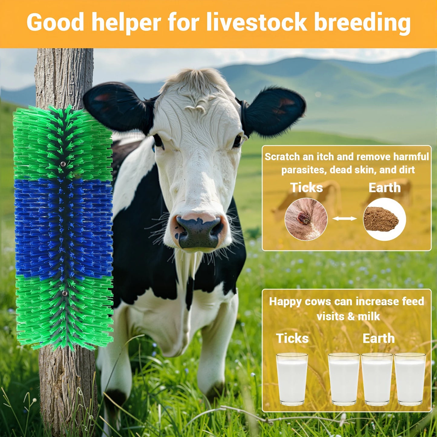 TWISTER.CK Livestock Scratch Brush Kit for Horses and Cattle
