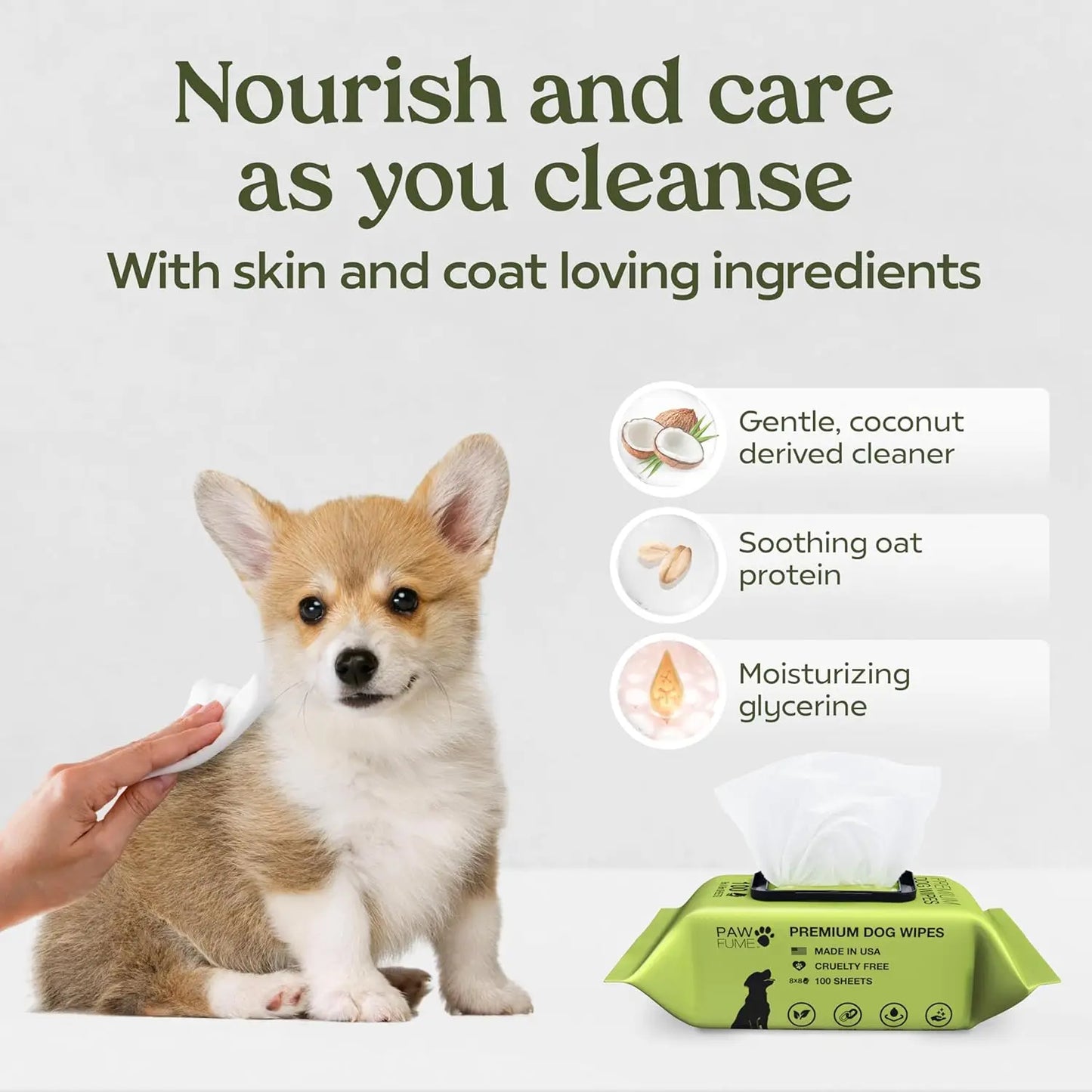 Pawfume Premium Hypoallergenic Dog Wipes For Eyes, Face, Paws