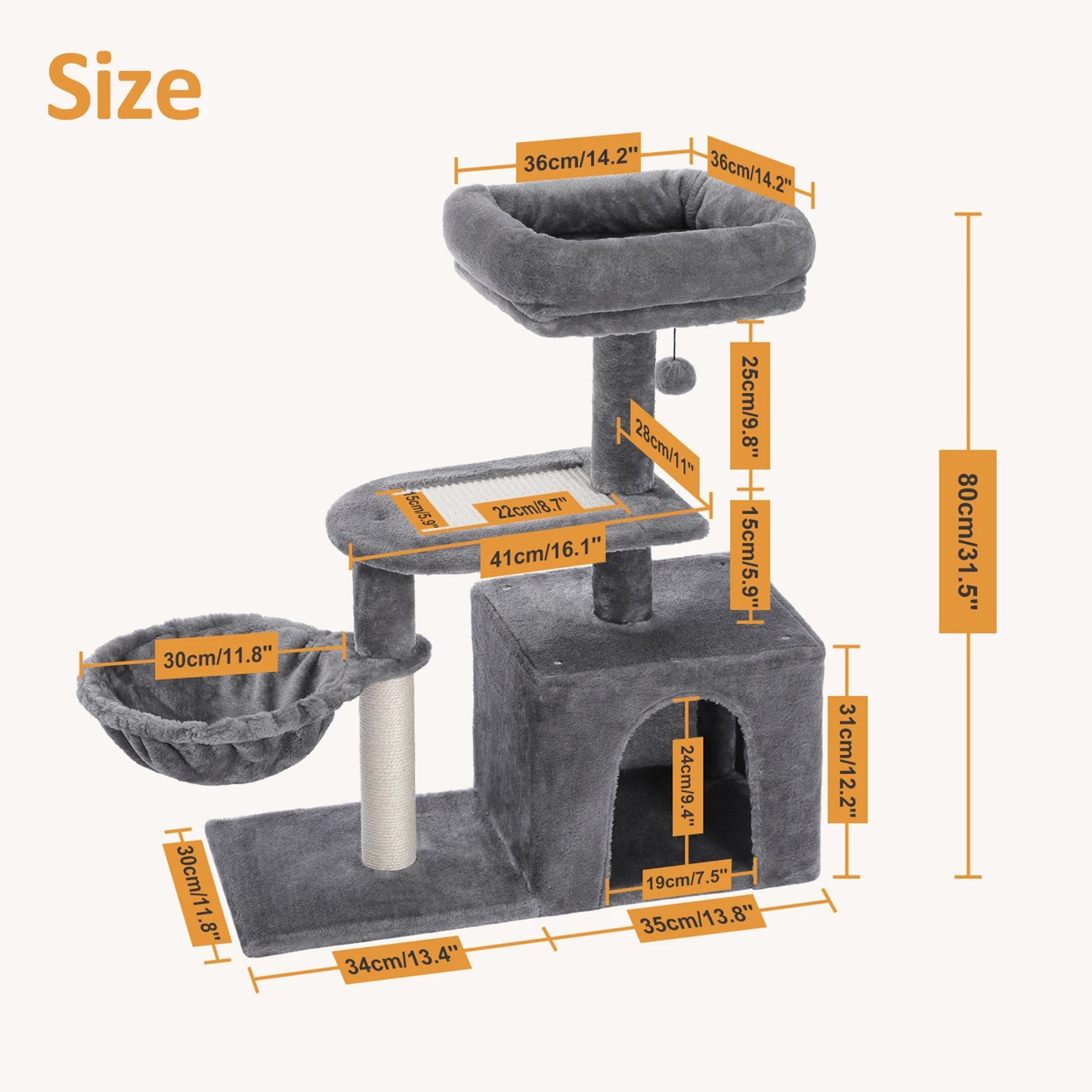 PAWZ Road Cat Tree Tower Indoor Cats Removable Top Perch