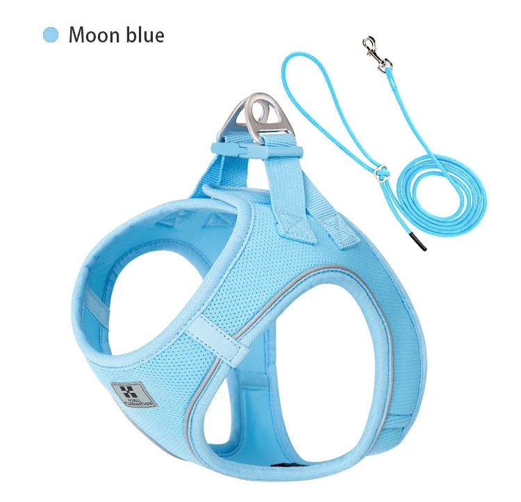 Dog Harness Leash Set Reflective Adjustable Pet Vest For Outdoors