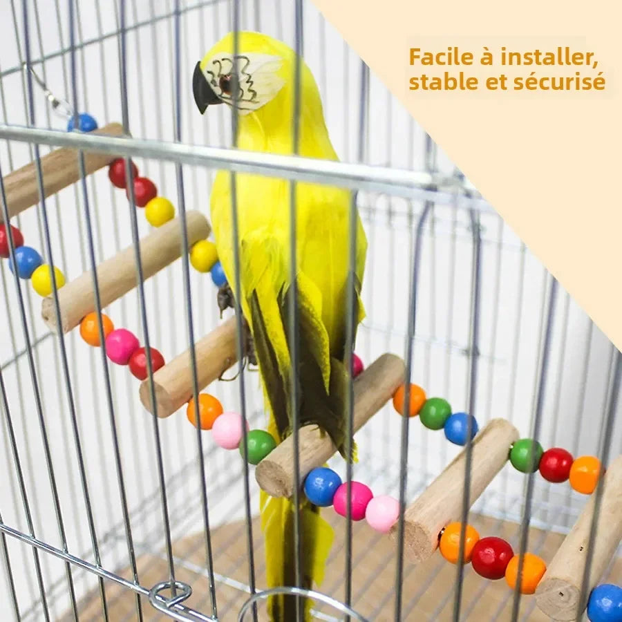 Wooden Bird Swing Ladder Toy For Cockatiel Parakeet Budgie Parrot