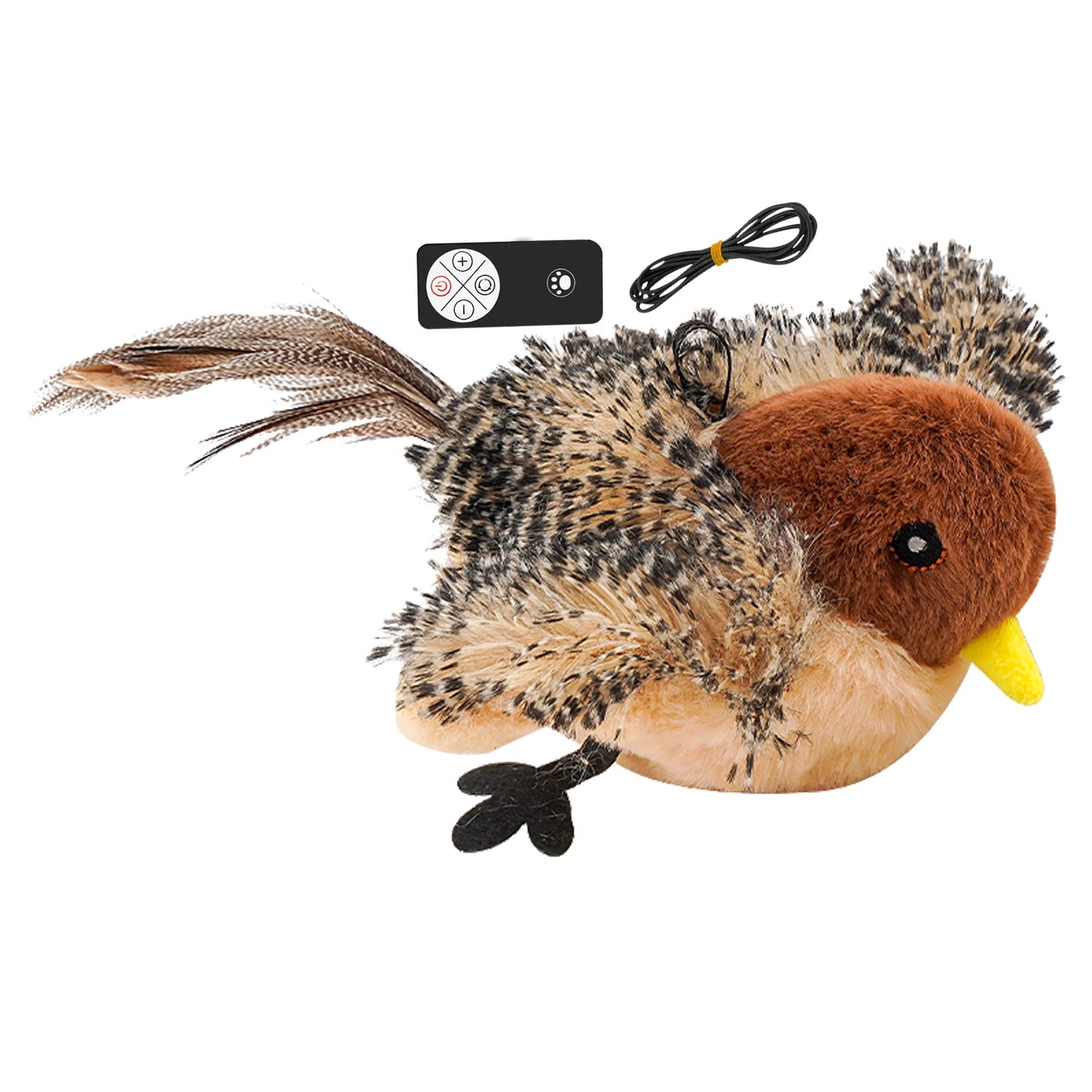 Remote Control Plush Chirping Bird Cat Toy For Kitten