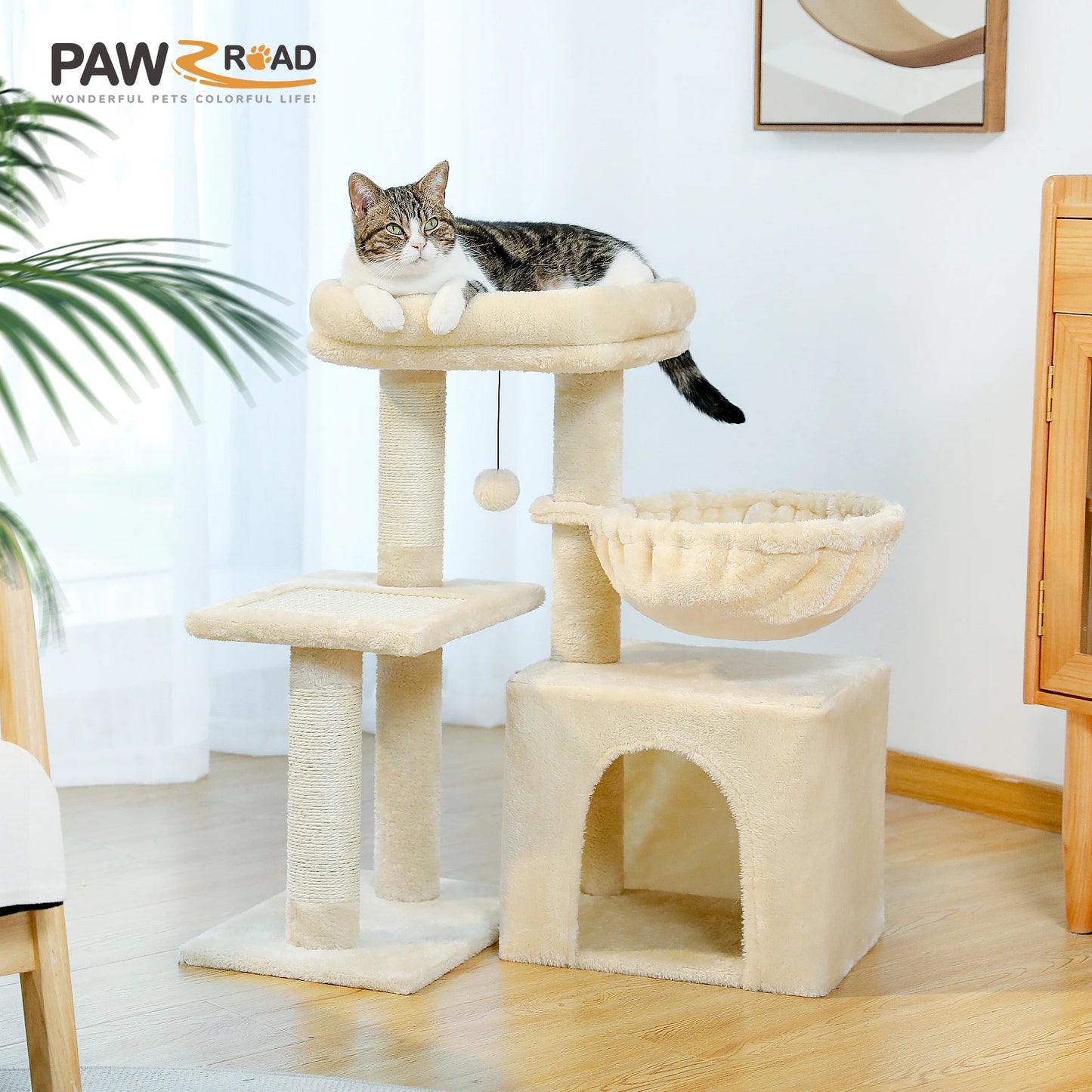 PAWZ Road Cat Tree Tower For Indoor Cats 3 Tier Activity