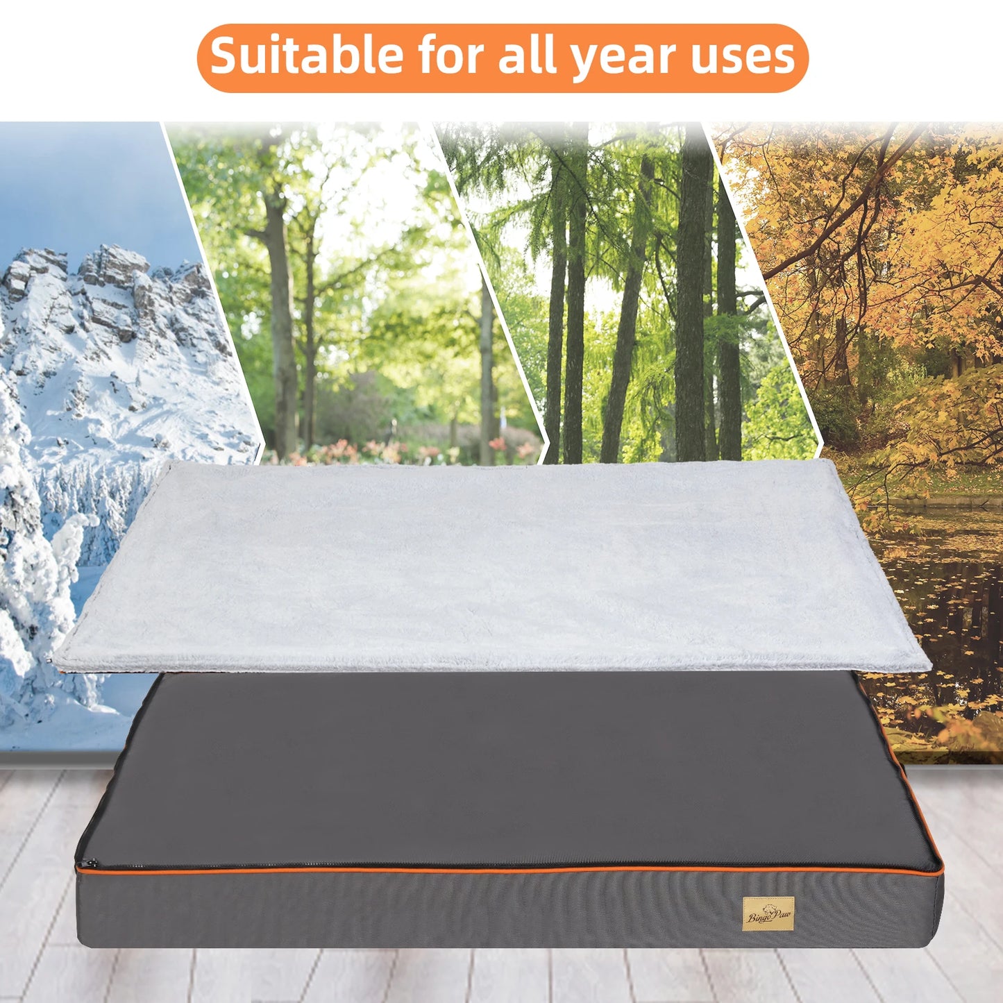 NONECN Dog Pet Bed Orthopedic Foam Cushion With Washable Cover
