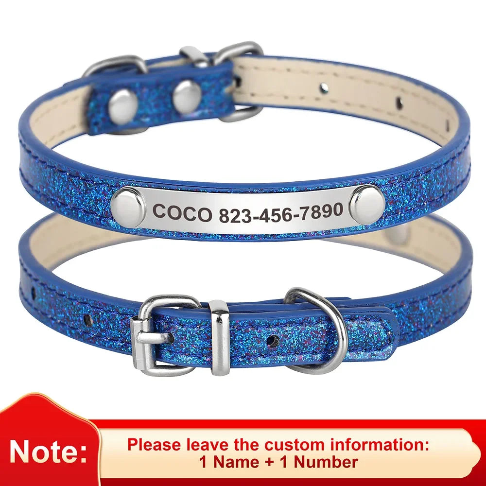 Beirui Custom Cat Collar Bling Leather Engraved ID Nameplate
