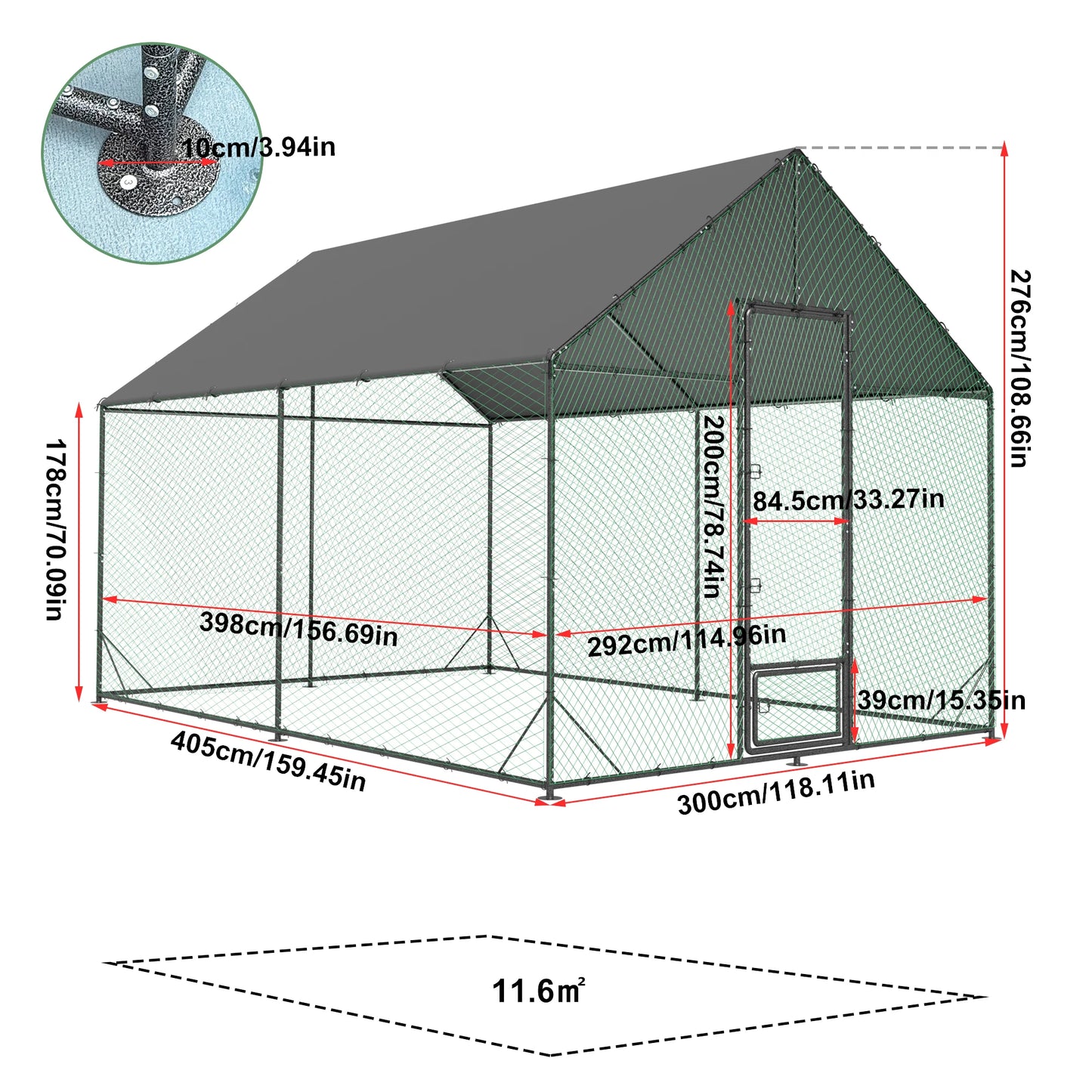 BINGOPAW Heavy Duty Metal Chicken Coop With Cover And Netting