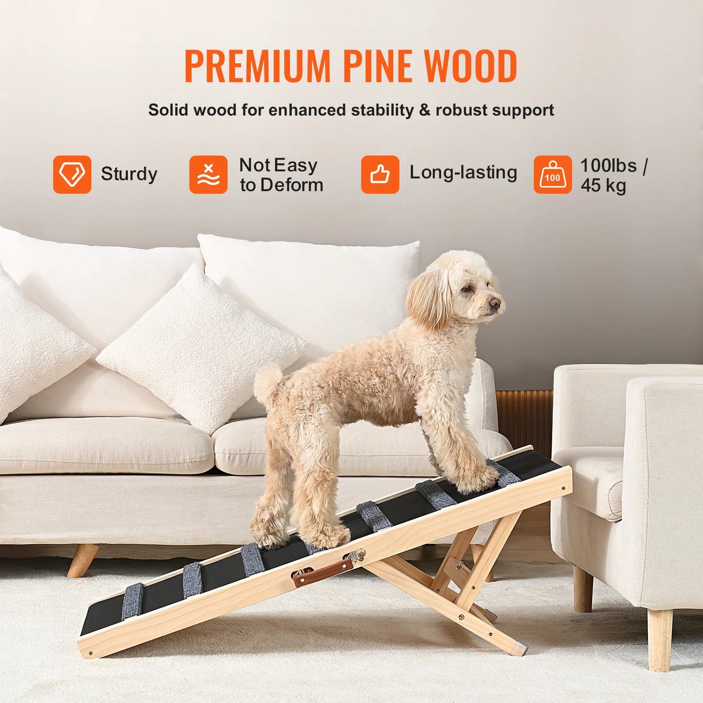 SucceBuy Foldable Wooden Dog Ramp Antislip For Pets