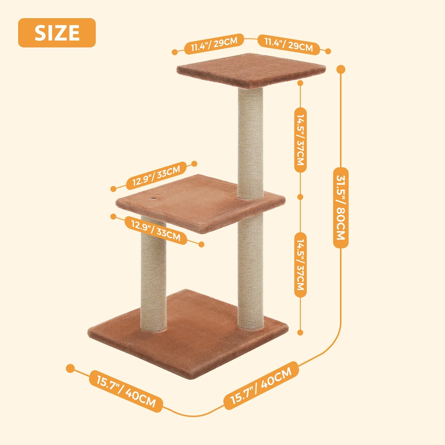 PAWZ Road Cat Tree Tower For Indoor Cats 3 Tier Activity