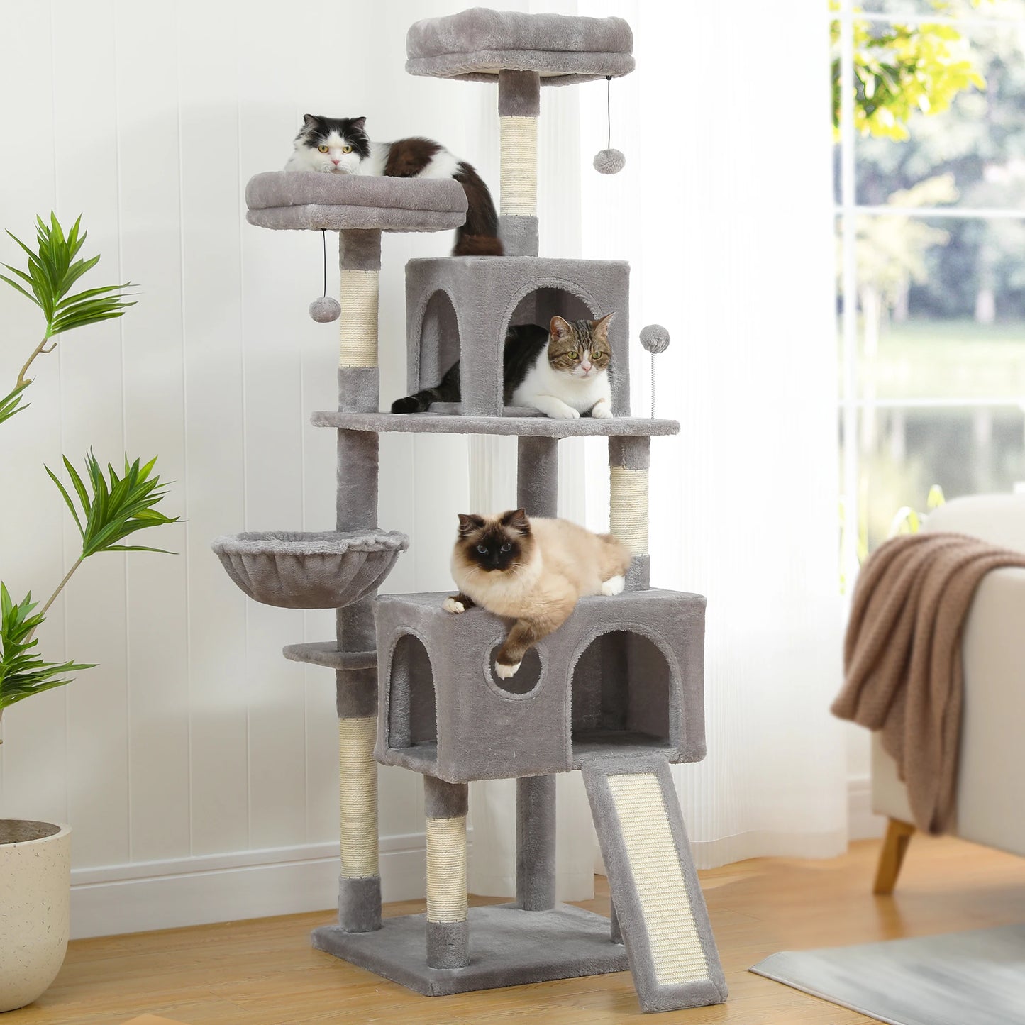 PEQULTICN Indoor Cat Tree Multi Level Tower With Scratching Posts