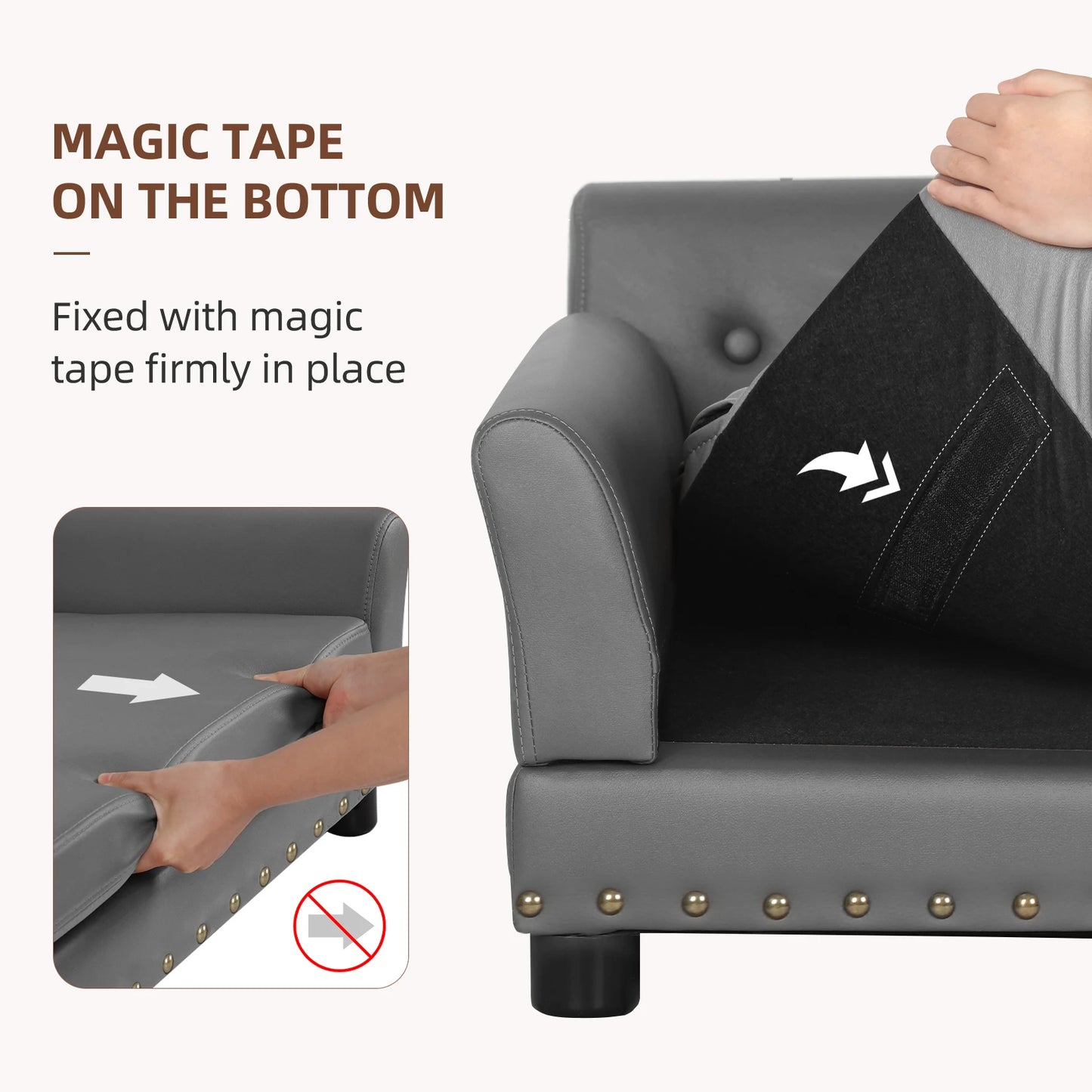 BINGOPAWCN Elevated Dog Bed Sofa With Microfiber Leather Cover Removable Cushion