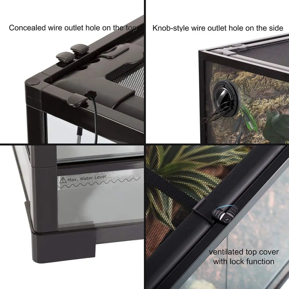 Glass Reptile Terrarium With Double Hinged Door And Screen Vent