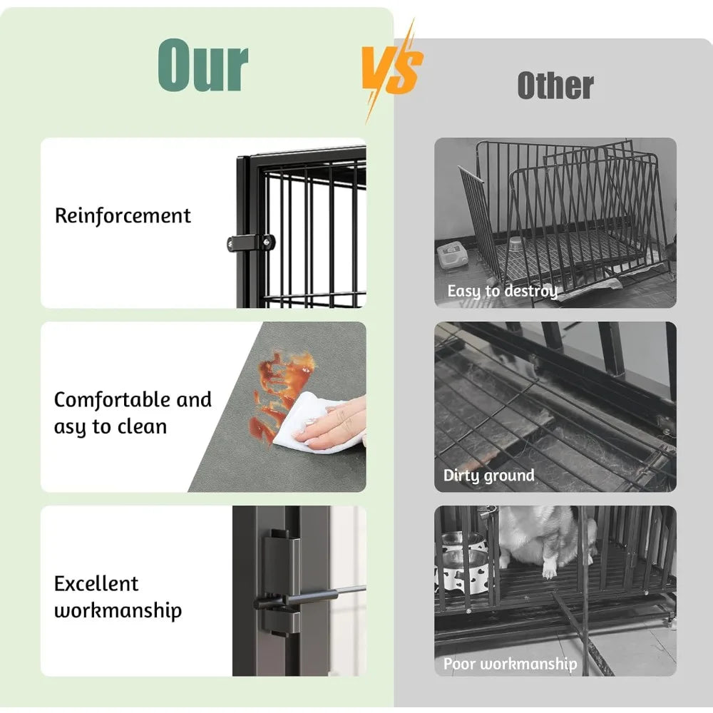 Heavy Duty Alloy Steel Dog Crate Indoor Outdoor Pet Cage Safe Playpen