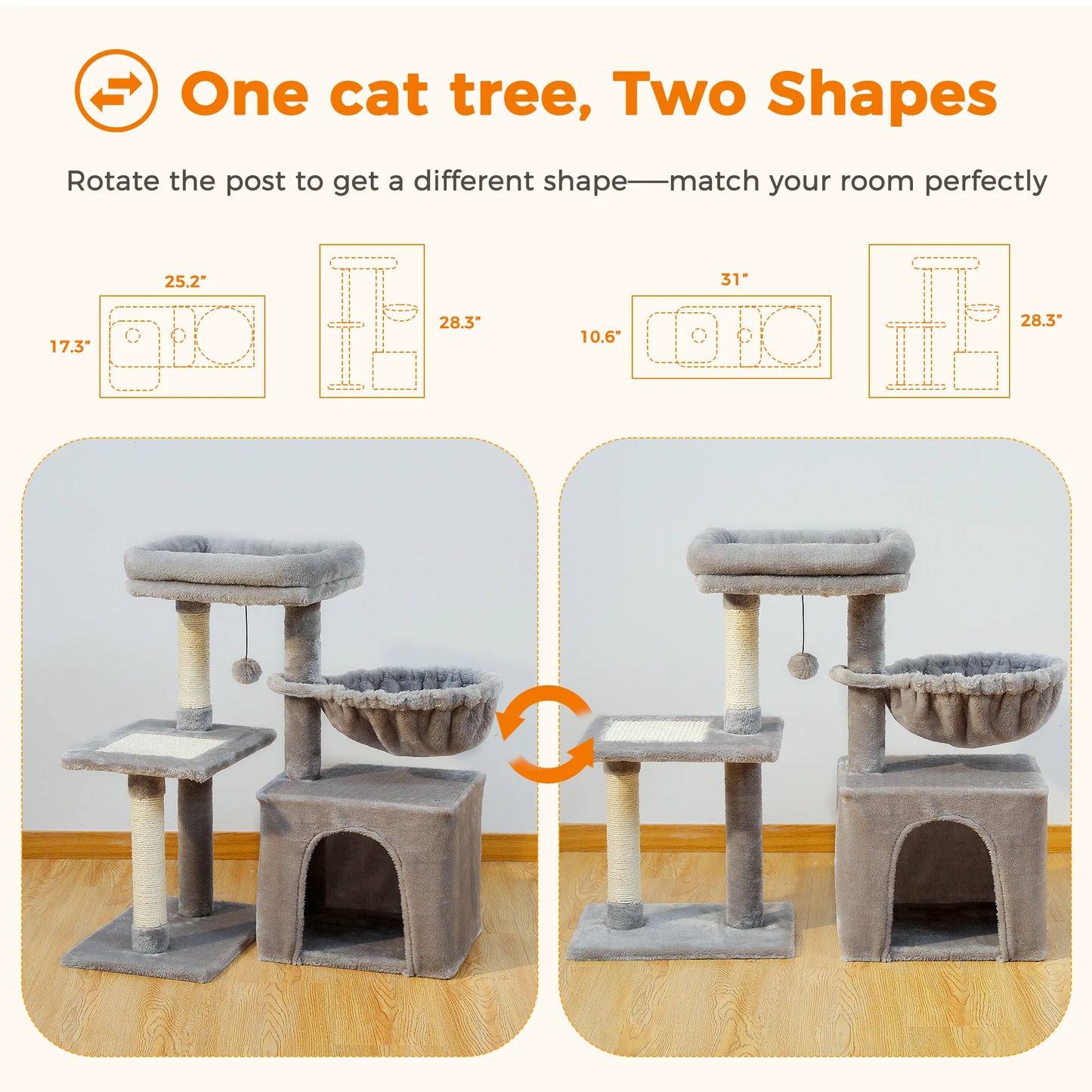 PAWZ Road Cat Tree Tower For Indoor Cats 3 Tier Activity