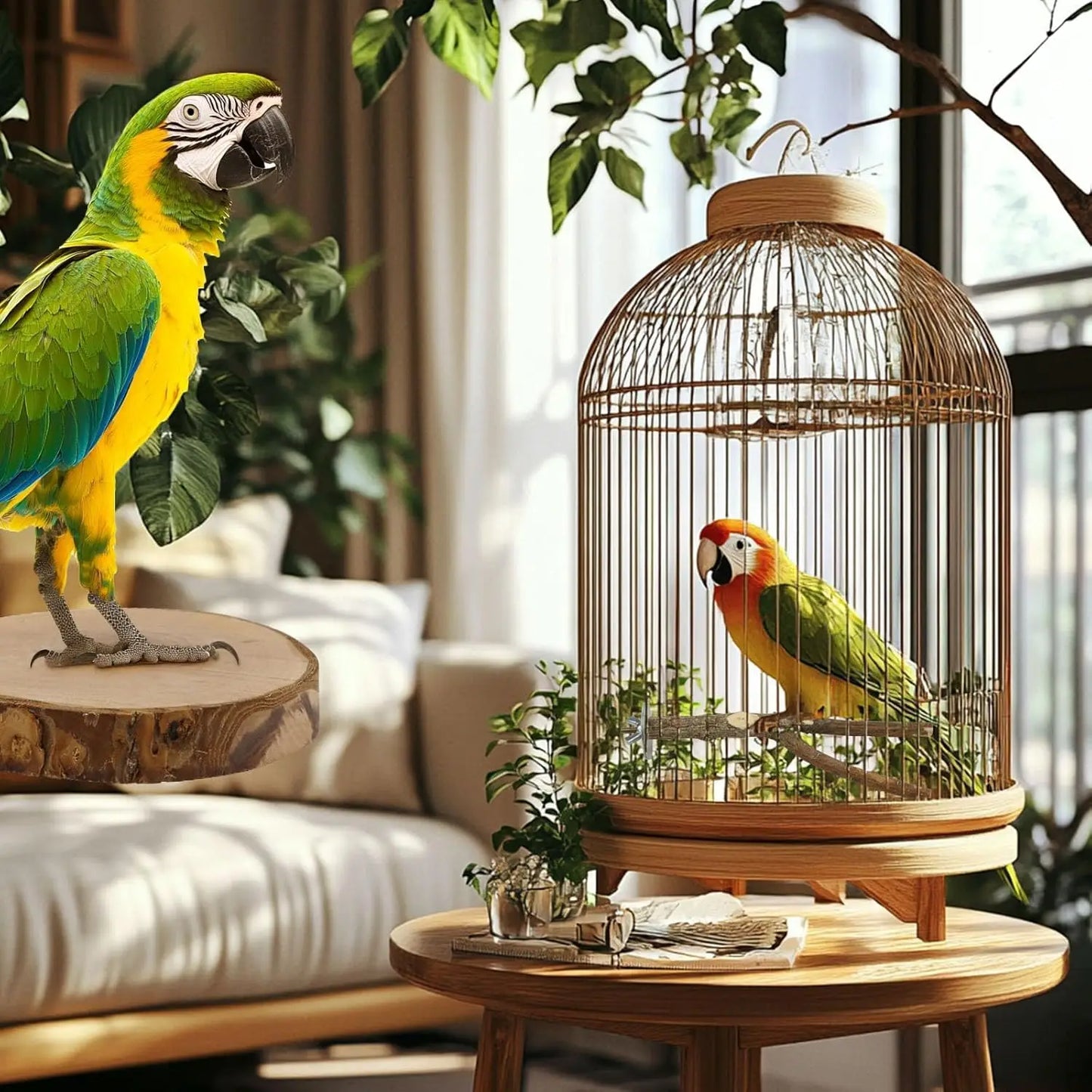Natural Wood Bird Perches 8 Pack Multi Branch Cage Stand