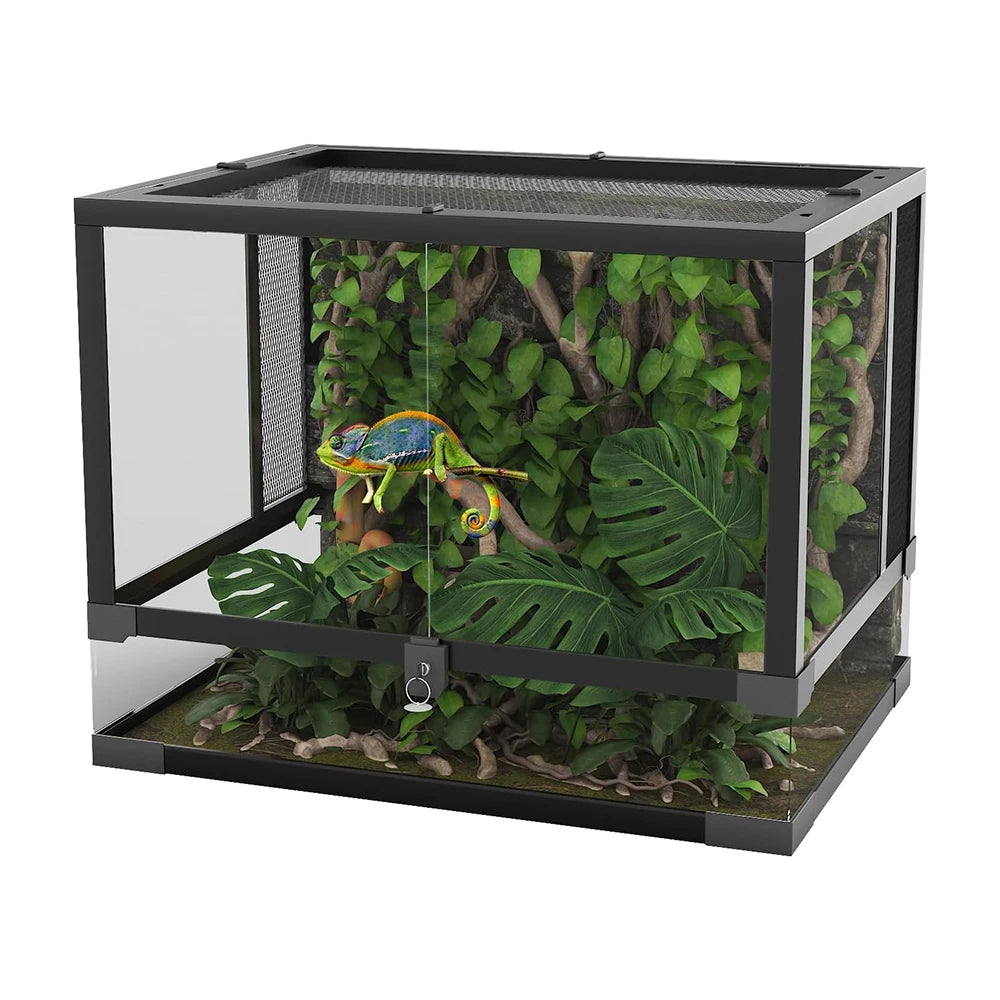 HiMISS Reptile Glass Terrarium With Top And Side Ventilation